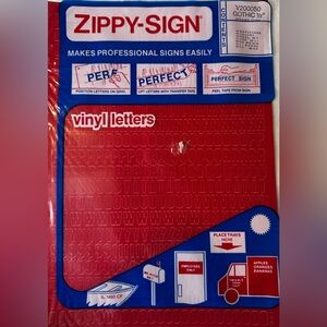 Zippy-Sign Vinyl Letters Red Gothic 1/2”